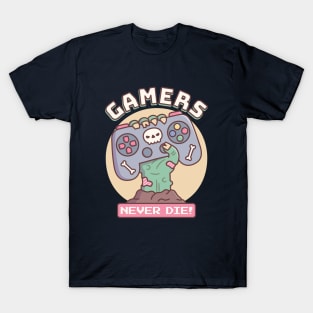 Funny Gamers Never Die, Zombie Hand With Game Controller T-Shirt